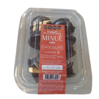 Alfajores chocolate "Minue" bandeja x 250gr aprox