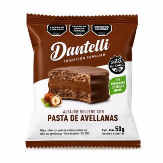 Alfajor "Dantelli" de pasta de avellana x 50gr