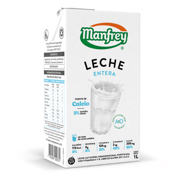 Leche Entera larga vida "Manfrey" x 1 lt.